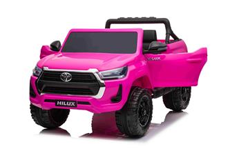 Toyota Hilux Elbil för barn XL m/2.4G + Gummihjul + Lädersäte Rosa-5