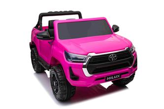 Toyota Hilux Elbil för barn XL m/2.4G + Gummihjul + Lädersäte Rosa-6