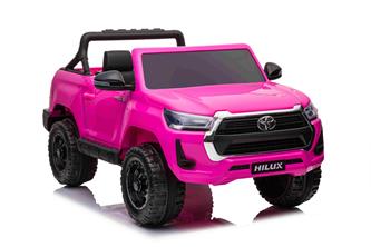 Toyota Hilux Elbil för barn XL m/2.4G + Gummihjul + Lädersäte Rosa-8