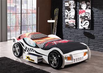 Turbo Racing bilsäng med låda, Vit-2