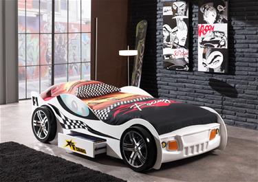 Turbo Racing bilsäng med låda, Vit-2