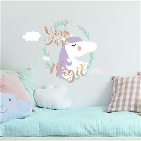 Unicorn ''You are Magic'' Gigant Wallsticker med glitter