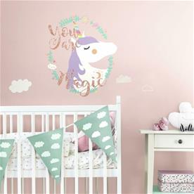 Unicorn ''You are Magic'' Gigant Wallsticker med glitter-5