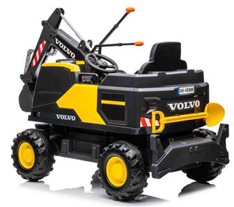 Volvo grävmaskin för barn 12V med 2,4G fjärrkontroll, lädersäte, gummihjul-3