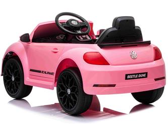 VW Beetle Dune elbil till barn 12v m/Gummihjul, 2.4G Remote, 12V7AH Pink-4