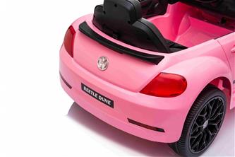 VW Beetle Dune elbil till barn 12v m/Gummihjul, 2.4G Remote, 12V7AH Pink-8