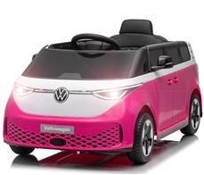 VW ID Buzz Elbil för barn 22,2V med gummihjul , lädersäte, 2.4G RC Rosa