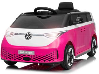 VW ID Buzz Elbil för barn 22,2V med gummihjul , lädersäte, 2.4G RC Rosa