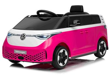 VW ID Buzz Elbil för barn 22,2V med gummihjul , lädersäte, 2.4G RC Rosa-11