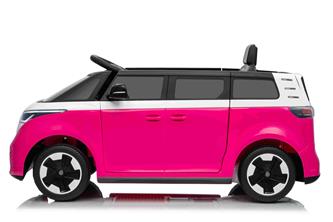 VW ID Buzz Elbil för barn 22,2V med gummihjul , lädersäte, 2.4G RC Rosa-12