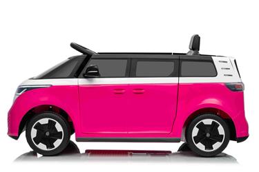 VW ID Buzz Elbil för barn 22,2V med gummihjul , lädersäte, 2.4G RC Rosa-12