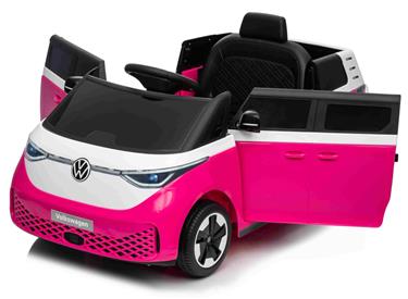 VW ID Buzz Elbil för barn 22,2V med gummihjul , lädersäte, 2.4G RC Rosa-2