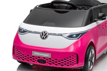 VW ID Buzz Elbil för barn 22,2V med gummihjul , lädersäte, 2.4G RC Rosa-24