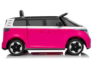 VW ID Buzz Elbil för barn 22,2V med gummihjul , lädersäte, 2.4G RC Rosa-3