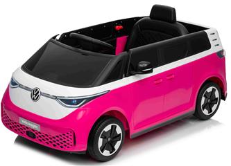 VW ID Buzz Elbil för barn 22,2V med gummihjul , lädersäte, 2.4G RC Rosa-7