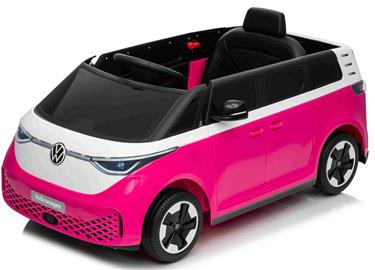 VW ID Buzz Elbil för barn 22,2V med gummihjul , lädersäte, 2.4G RC Rosa-7