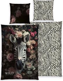 Wild Flowers Zebra-sängkläder – 140 x 200 cm – 100 procent bomull