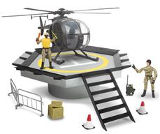 World Peacekeepers 1:18 Helikopterplatta med helikopter + actionfigur
