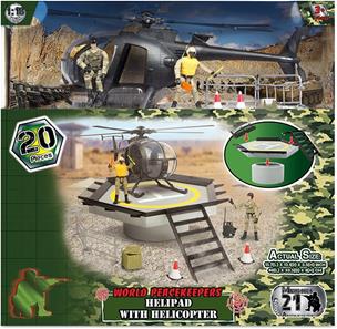 World Peacekeepers 1:18 Helikopterplatta med helikopter + actionfigur-2