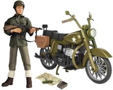 WW2 Militär motorcykel med actionfigur 30,5cm